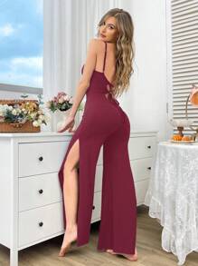 Women's Strap Rib Jumpsuit Home Wear
