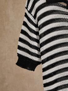 Manfinity VCAY Lässiges, gestreiftes Herren-Strickoberteil mit Polokragen und kurzen Ärmeln, geeignet für den Sommer