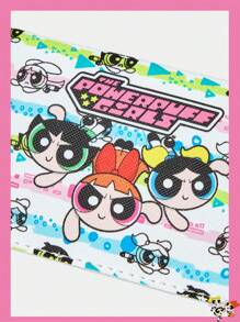 THE POWERPUFF GIRLS X SHEIN Étui à lunettes mignon avec motif Fleur, Bulles, Buttercup et lignes arc-en-ciel