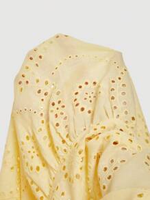 SHEIN MOD 2 件套黄色刺绣长裙套装，波西米亚风格，多层荷叶边下摆，适合约会、度假、野餐、沙滩装，舒适服饰 - 黃色 - 查看 5