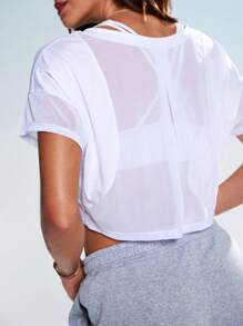 Easify SHEIN Sport Women Loose Fit Short Sleeve White Sports T-Shirt For Yoga & Outdoor Activities Workout Clothes For Women Workout Shirt Women Workout Top Women Women Sports Outfit