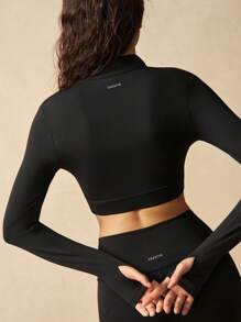 VARSIVA Contrast Trim Slim-Fit Short Athletic Sports Jacket - Black - View 8