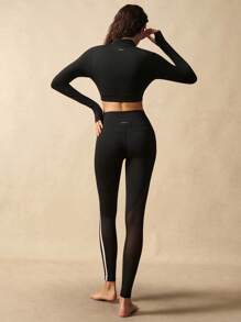 VARSIVA Contrast Trim Slim-Fit Short Athletic Sports Jacket - Black - View 12