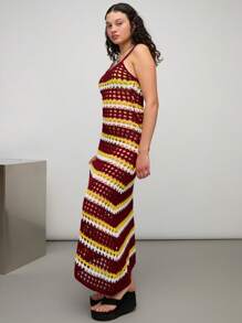 COUREZ Sheer Dye Knitted Cami Dress /Winter Clothes For Women Winter Dresses /Street Casual/Y2K Sexy