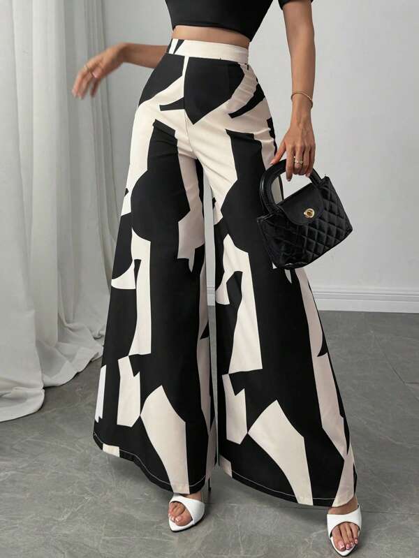 Firerie Pantalones casuales holgados de talle alto y pierna extra ancha en color caqui, elegantes para ir y venir, tiempo libre y uso diario