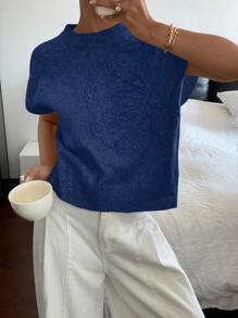 Siren Gaze Women Short Sleeve Knit Top, Solid Color, Casual & Fashionable, Suitable For Spring And Autumn Summer