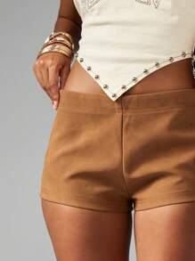 MISSGUIDED 西部节日热裤仿麂皮高腰迷你短裤音乐会沙漠假日派对俱乐部装度假夏季下装