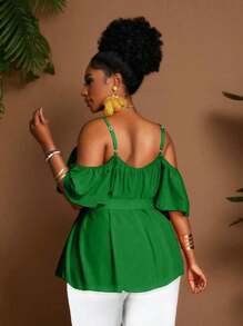 Maweii 大码性感蝴蝶结露肩休闲度假衬衫