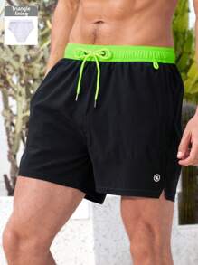 Manfinity Swimmode Men's Casual Loose Drawstring Beach Shorts, Summer - Multicolor - View 1