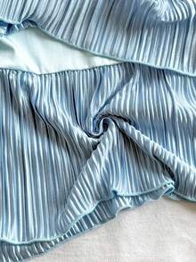 Soleia 度假绿色牙签褶饰金属海星镂空荷叶迷你背心裙 - 藍色 - 查看 9