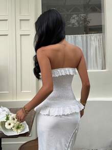 Sunnyshic Top de tirantes bordado con estampado floral elegante sin espalda