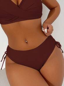 Swim Basics Conjunto de biquíni feminino com babados para férias na praia