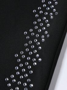 Manfinity EMRG Men's Relaxed Fit Loose Casual Rhinestone Embellished Sweatpants - Black - View 8