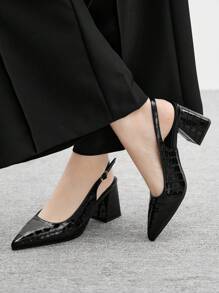 CUCCOO BIZCHIC Women's Classic Black Chunky Heel Pumps, Elegant For Commuting, Dating, Party, Holiday, Wedding For Christmas Spring Shoes - Black - View 5