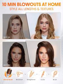 SHEGLAM HAIR Blowout Bliss Volumizing Hot Air Brush,Hair Dryer Brush,Blow Dryer Brush,4 In 1 Hair Dryer And Styler Volumizer For Drying Straightening Curling Volumizing Hair,GLOSS PRO™ Coating,Built-In Care For Shiny Hair,Motor Speed 33000RPM,Quick Blow Dry,3 Adjustable Temp Settings,No Tugs,No Tangles & No Snags Curling Brush,Thermal Straightening Brush,Thermal Blowout Brush,Electric Brush For Style All Lengths & Textures - UK Plug Graduation Birthday Holiday Summer Fall Autumn Y2K Fancy Fashion Women Makeup Cosmetic Party Beach Travel Camping Outdoors School Campus Festivals Decor Gift Present Rose Girl Best Color Charm Vibe Pink Christmas New Year Thanksgiving Day Valentine's Day