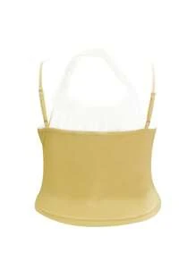 INAWLY Plus Size Summer Casual Contrast Color Sleeveless Top - Yellow - View 5