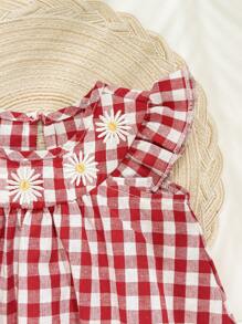 Cozy Pixies Vestido de bebé recién nacida con cuello redondo, dobladillo con volantes y cinturón de la cintura con estampado de margaritas