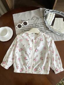 SHEIN Baby/Toddler Girl 0-3 Years Lightweight Hooded Jacket, Casual & Versatile For Spring & Summer Fall Winter