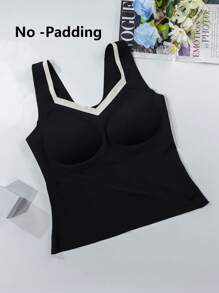 SHEIN 1pc Tween Girl Adhesive Seamless Comfortable Black Cami Top