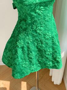 Comfortcana 女士浪漫压纹细肩带露背短款连衣裙，夏季