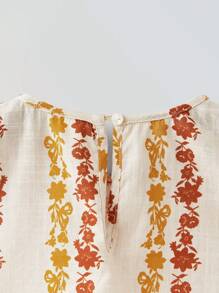 Maija Kids Maija Kids Young Girl Floral Print Loose Casual Tank Top And Skirt 2Pcs Set - Apricot - View 4