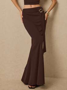 Poéselle 女士金属装饰鱼尾优雅半身裙