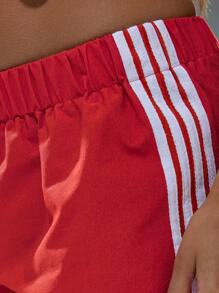 MUSERA Stripe Detail Mini Loose Fit Runner Shorts Summer Streetwear Y2k Cool Girl City Muse 4th July Vacation Fall, Autumn, Winter, Back To School Fall Autumn Winter - Red - View 6