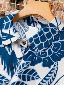 Franclia Colorful Loose Button Up Summer Short Sleeve Dress Maxi Women Outfit - Blue - View 3