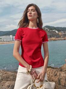 MOTF PREMIUM T-shirt a maniche corte con profili a contrasto