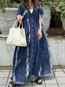 FRIFUL Vestido de mujer con estampado de bloques de color y rayas, cuello en V profundo oversize, estilo de vacaciones y exótico, ropa de verano para mujer, ropa de verano para mujer, ropa de mujer, ropa de mujer talla grande, vestidos de verano formales para el trabajo, vestidos de fiesta, vestidos de playa