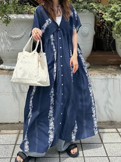 FRIFUL Women's Colorblock Striped Print Dress, Oversized Deep V-Neck, Vacation & Exotic Style, Summer Women Summer Clothing Woman S Summer Clothes Women S Clothes Women Plus Clothing Formal Work Summer Dresses Prom Dress Sundress