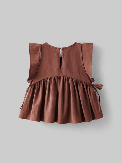 Maija Kids Maija Kids Áo sơ mi tay lỡ cổ tròn viền bèo nhún dễ thương cho bé gái