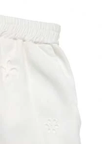SHEIN Clasi Vacation Casual Solid Color Hollow Embroidered Lace Splice Shorts - White - View 4
