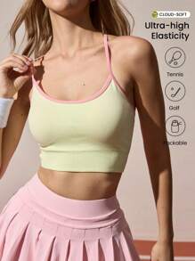 CourtClass Women's Racerback Sports Crop Tank Top - Yellow - View 1