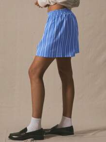 MUSERA Pantalones cortos holgados de pierna ancha con cintura smock a rayas, ideales para primavera-verano, vacaciones, viajes