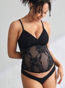 BloomMama 蕾丝边可调节肩带孕妇哺乳文胸 - 黑色 - 查看 4