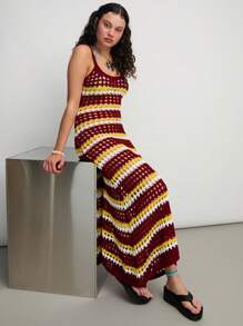 COUREZ Sheer Dye Knitted Cami Dress /Winter Clothes For Women Winter Dresses /Street Casual/Y2K Sexy