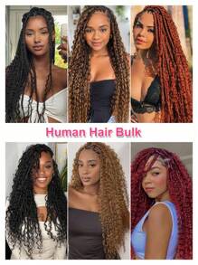2pcs Braiding Hair Bulk No Weft Deep Wave Crochet Human Hair Natural Black Color Hair Extension Knotless Braids Hair Extensions For Women - Natural Black - View 6