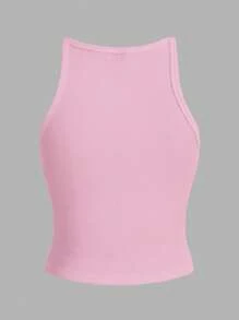 Slaydiva 2pcs Set Casual Minimalist Pink & White Ribbed Tank Top, Suitable For Summer Vacation - Multicolor - View 5