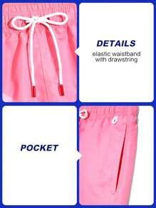Manfinity Swimmode Pantaloni scurți de plajă roz, casual, cu model patchwork, pentru bărbați
