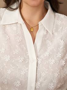 Chikora Plus Size Women Summer Elegant Solid Floral Embroidery Blouse Women Plus Clothing Formal Women Summer Clothes Vacations Woman Airport For Women Teachers For Women Teachers For Women Business Casual Woman Offices For Women Work Office Office Wear Women Going Outs Back To School Clothes