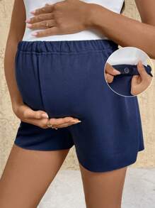 SHEIN Maternity Casual Adjustable Waist Shorts, Summer