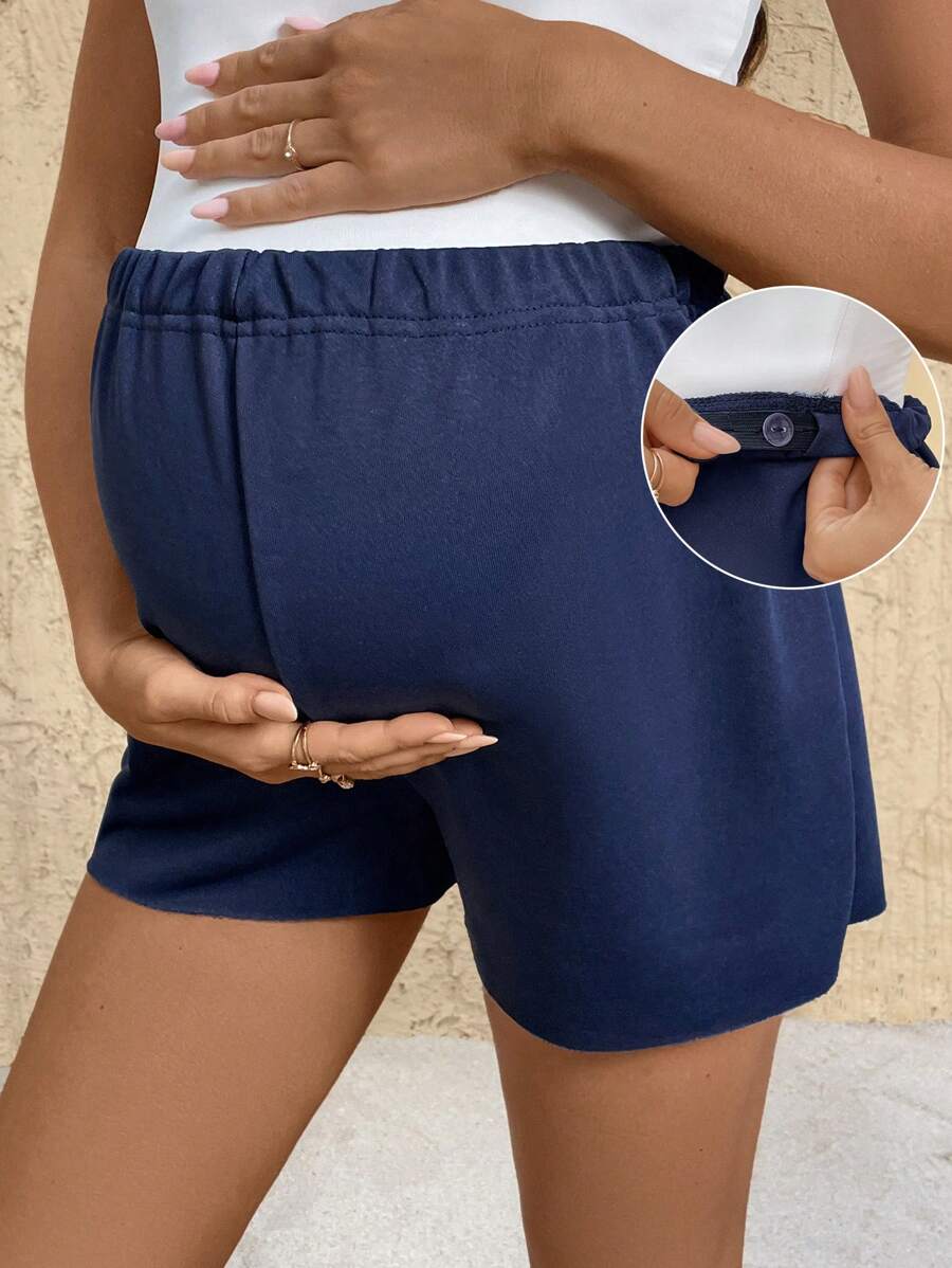 SHEIN Maternity Casual Adjustable Waist Shorts, Summer