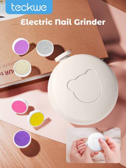 Teckwe Elektrischer Nagelschärfer, Kinder-Nagelpolierer, Handgehaltener Nagelbohrer für zu Hause, Nagelschleifer, vollautomatischer Mini-Nagelschärfer, tragbares Maniküre-Werkzeug, Nagelfeile, Geburtstagsgeschenk