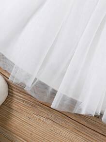 Souflis Souflis Baby Girls' Contrast Lace Long Sleeve Sweet Mesh Patchwork Dress - White - View 4