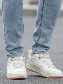 Manfinity Homme Blugi skinny pentru bărbați, stil casual, de stradă, cu buzunar și nasturi, stil zilnic, stil skinny
