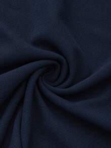 Calvornis Men's Casual Solid Color Button-Up Short Sleeve Polo Formal Shirt, Ceremony - Navy Blue - View 7