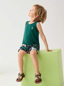 SHEIN 男童度假圆领上衣和短裤套装 - 彩色 - 查看 2