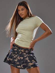 MUSERA Marl Fleck Fitted T-Shirt Spring, Summer, Streetwear, Y2k, Cool Girl,City Muse Casual Airport Fall Back To School Christmas,Elegant