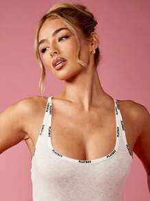 Missguided x Playboy High Rise Classic Bodysuit Womens Scoop Neck Cross Back Sleeveless Form Fitting Festival Party Club One Piece